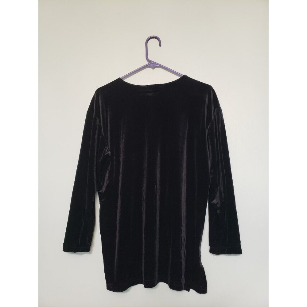 Vtg Y2K Impressions of California Womens S Black Velour Tunic Silver Glitter - Picture 2 of 5